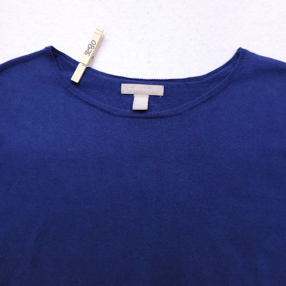 Banana Republic Casual Pullover Short Sleeve Cotton Sweater Womens Size L Blue